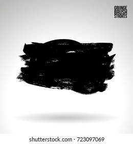 Black brush stroke and texture. Grunge vector abstract hand - painted element. Underline and border design.