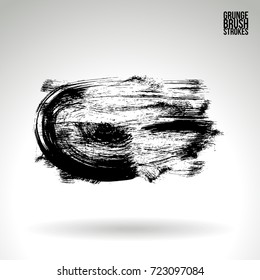 Black brush stroke and texture. Grunge vector abstract hand - painted element. Underline and border design.