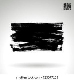 Black brush stroke and texture. Grunge vector abstract hand - painted element. Underline and border design.