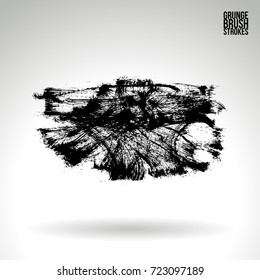 Black brush stroke and texture. Grunge vector abstract hand - painted element. Underline and border design.