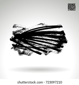 Black brush stroke and texture. Grunge vector abstract hand - painted element. Underline and border design.