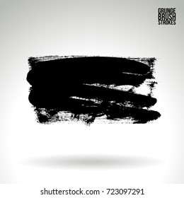 Black brush stroke and texture. Grunge vector abstract hand - painted element. Underline and border design.