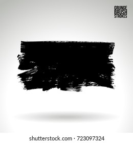 Black brush stroke and texture. Grunge vector abstract hand - painted element. Underline and border design.