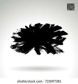 Black brush stroke and texture. Grunge vector abstract hand - painted element. Underline and border design.