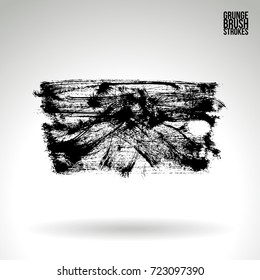 Black brush stroke and texture. Grunge vector abstract hand - painted element. Underline and border design.