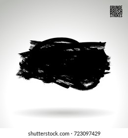 Black brush stroke and texture. Grunge vector abstract hand - painted element. Underline and border design.