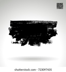 Black brush stroke and texture. Grunge vector abstract hand - painted element. Underline and border design.
