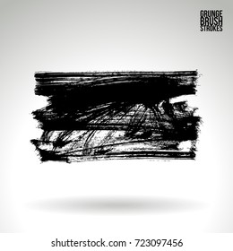 Black brush stroke and texture. Grunge vector abstract hand - painted element. Underline and border design.