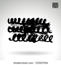 Black brush stroke and texture. Grunge vector abstract hand - painted element. Underline and border design.