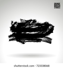 Black brush stroke and texture. Grunge vector abstract hand - painted element. Underline and border design.