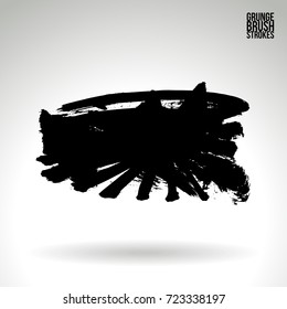 Black brush stroke and texture. Grunge vector abstract hand - painted element. Underline and border design.