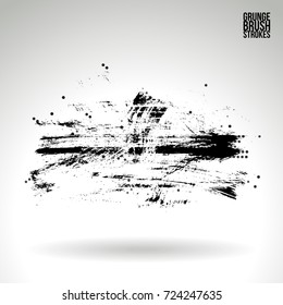 Black brush stroke and texture. Grunge vector abstract hand - painted element. Underline and border design.