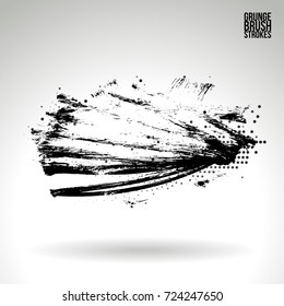 Black brush stroke and texture. Grunge vector abstract hand - painted element. Underline and border design.