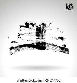 Black brush stroke and texture. Grunge vector abstract hand - painted element. Underline and border design.