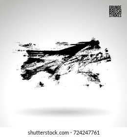 Black brush stroke and texture. Grunge vector abstract hand - painted element. Underline and border design.