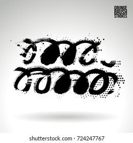 Black brush stroke and texture. Grunge vector abstract hand - painted element. Underline and border design.
