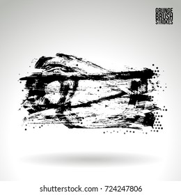 Black brush stroke and texture. Grunge vector abstract hand - painted element. Underline and border design.