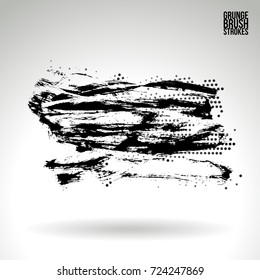Black brush stroke and texture. Grunge vector abstract hand - painted element. Underline and border design.