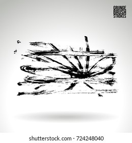 Black brush stroke and texture. Grunge vector abstract hand - painted element. Underline and border design.