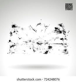 Black brush stroke and texture. Grunge vector abstract hand - painted element. Underline and border design.