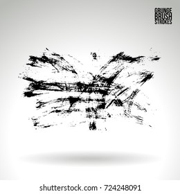 Black brush stroke and texture. Grunge vector abstract hand - painted element. Underline and border design.