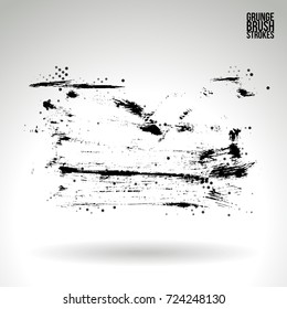 Black brush stroke and texture. Grunge vector abstract hand - painted element. Underline and border design.