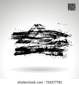Black brush stroke and texture. Grunge vector abstract hand - painted element. Underline and border design.