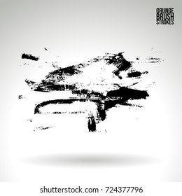 Black brush stroke and texture. Grunge vector abstract hand - painted element. Underline and border design.