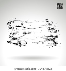 Black brush stroke and texture. Grunge vector abstract hand - painted element. Underline and border design.