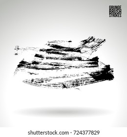Black brush stroke and texture. Grunge vector abstract hand - painted element. Underline and border design.