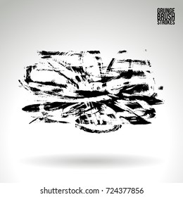 Black brush stroke and texture. Grunge vector abstract hand - painted element. Underline and border design.