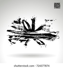 Black brush stroke and texture. Grunge vector abstract hand - painted element. Underline and border design.