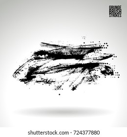 Black brush stroke and texture. Grunge vector abstract hand - painted element. Underline and border design.