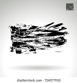 Black brush stroke and texture. Grunge vector abstract hand - painted element. Underline and border design.