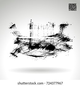 Black brush stroke and texture. Grunge vector abstract hand - painted element. Underline and border design.