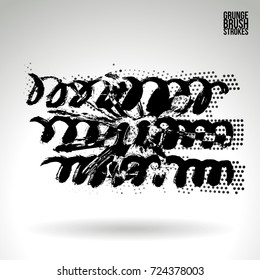 Black brush stroke and texture. Grunge vector abstract hand - painted element. Underline and border design.