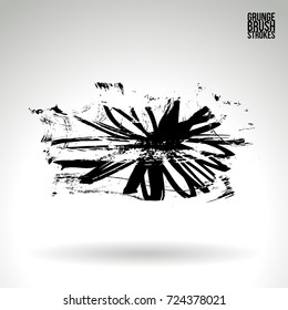 Black brush stroke and texture. Grunge vector abstract hand - painted element. Underline and border design.