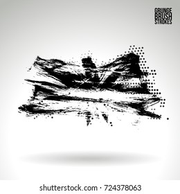 Black brush stroke and texture. Grunge vector abstract hand - painted element. Underline and border design.