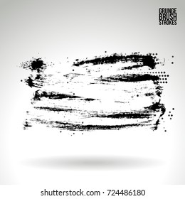 Black brush stroke and texture. Grunge vector abstract hand - painted element. Underline and border design.
