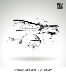 Black brush stroke and texture. Grunge vector abstract hand - painted element. Underline and border design.