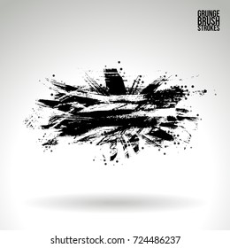 Black brush stroke and texture. Grunge vector abstract hand - painted element. Underline and border design.
