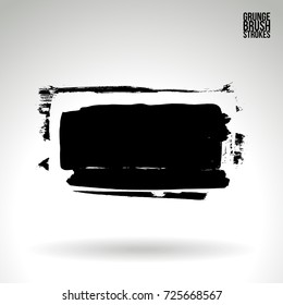 Black brush stroke and texture. Grunge vector abstract hand - painted element. Underline and border design.