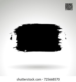 Black brush stroke and texture. Grunge vector abstract hand - painted element. Underline and border design.