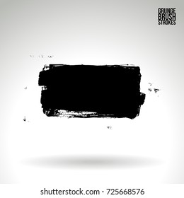 Black brush stroke and texture. Grunge vector abstract hand - painted element. Underline and border design.
