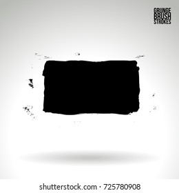 Black brush stroke and texture. Grunge vector abstract hand - painted element. Underline and border design.