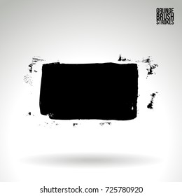 Black brush stroke and texture. Grunge vector abstract hand - painted element. Underline and border design.