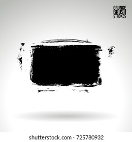 Black brush stroke and texture. Grunge vector abstract hand - painted element. Underline and border design.