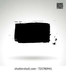 Black brush stroke and texture. Grunge vector abstract hand - painted element. Underline and border design.
