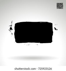 Black brush stroke and texture. Grunge vector abstract hand - painted element. Underline and border design.
