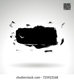 Black brush stroke and texture. Grunge vector abstract hand - painted element. Underline and border design.